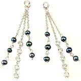 Pearl Black Earrings CZ Diamonds Dangling Sterling Silver Tarnish Free By Bucasi
