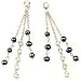 Pearl Black Earrings CZ Diamonds Dangling Sterling Silver Tarnish Free By Bucasi