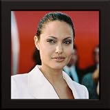 Angelina Jolie Custom Framed 12x12 Color Photo (White Jacket - Red Background)