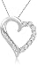 10k White Gold Round Shaped Diamond Heart Pendant (1/10 cttw, I-J Color, I1-I2 Clarity), 18