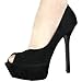 High Heels Peeptoe Plateau im Italy Design 14 cm schwarz 10324