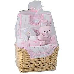 Big Oshi Baby Essentials 9 Piece Layette Basket Gift Set, Pink