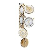 AK Anne Klein Women's 109384CHRM Gold-Tone White Enamel Accented Nautical Bracelet Watch