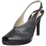 Adrienne Vittadini Women's Perry Peep-Toe Slingback, Black Leather, 7.5 M US