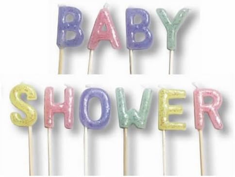 Happi Tree Baby Shower Party Glittery Pick Candles