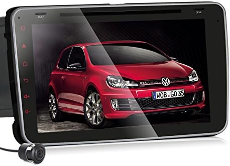 Pumpkin Android 4.4 Double Din 8 inch Capacitive HD Multi-touch Screen Car DVD Player Stereo for VW/Skoda/Seat In Dash GPS Navi Navigation Support 3G/Wifi/OBD2/Bluetooth/DVR/1080P/Air Play/SD/USB/HDD Multi-media/AM/FM Radio/AV-IN/7 Color Panel Lights with Rear View Camera as gift