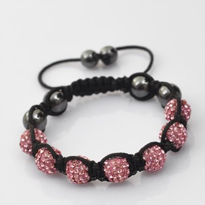 QUALITY PINK SHAMBALLA CRYSTAL DISCO BALL FRIENDSHIP BRACELETS