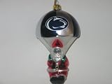 PENN STATE NITTANY LIONS 5 1/2 tall and 3 wide Blown Glass Parachuting Santa CHRISTMAS ORNAMENT