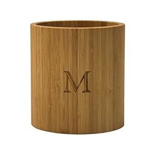 Totally Bamboo Laser Monogrammed Oval Utensil Holder