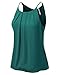 JJ Perfection Women's Round Neck Front Pleated Chiffon Tank Top Jade 3XL