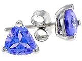 0.65 cttw 4.5mm. Genuine Trilliontanzanite Earrings - 14kt White Gold