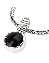 925 Silver & Round Checkerboard Onyx Pendant with 18k Gold Accents