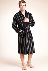 Shawl Collar Striped Fleece Dressing Gown