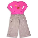 Mish Mish - Girls Long Sleeved Pant Set, White, Fuschia