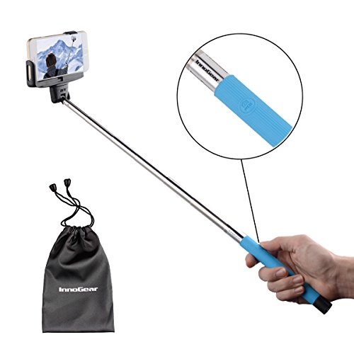 InnoGear Adjustable Extendable Wireless Bluetooth Monopod Handheld Self Portrait Selfie Stick with Remote Shutter Function for iPhone 4 4s 5 5s 5c 6 6 Plus, Samsung S3 S4 Note 2 Note 3, HTC One, Sony Xperia, LG, Compatble with IOS 4.0/ Android 3.0 or Above System (Blue)