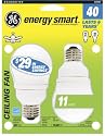 GE Energy Smart 11-Watt Ceiling Fan Compact Fluorescent Light Bulb 2-pk.