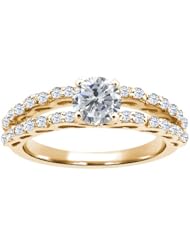 1.38 Ct Round H/I Diamond White Topaz 925 Yellow Gold Plated Silver Ring