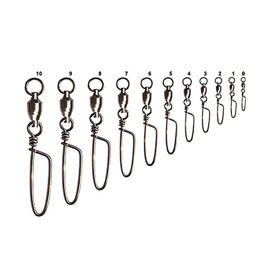 SHELURE Fishing Ball Bearing Swivel with Coastlock Snap, Welded Ring, Black Nickel, 15Lb to 187Lb (Pack of 100)