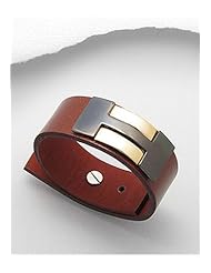 Brown Leather Bracelet In White Base