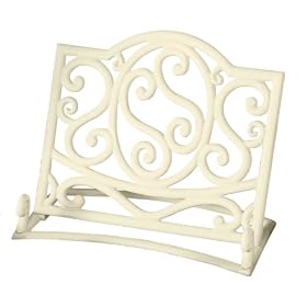 Premier Housewares Cast Iron Cookbook Stand, Cream