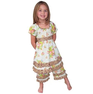 Toddler Girls Nautical Vintage Inspired Navy Blue & White Capri Set