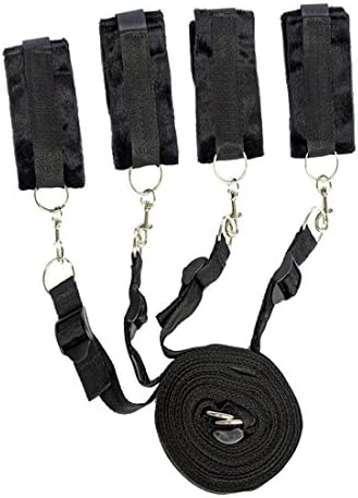 iManson Bed Restraint Bondage (Black) | Adjustable Mattress, Bondage Restraints With Cuffs for Male Female Couples | Fits Almost Any Size Mattress