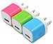 Wall Charger, OKRAY [3-Pack] 5V/1AMP 1-Port USB Wall Home Travel Charger Plug Power Adapter For iPhone 6/6 plus 5S 5 4S,Samsung Galaxy S6 S5 S4 S3,HTC One M8 M9,LG G2 G3,Blackberry,Motorola And More (Blue Green Pink)