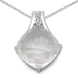 16.80 Carat Genuine Rose Quartz and White Topaz Silver Pendant