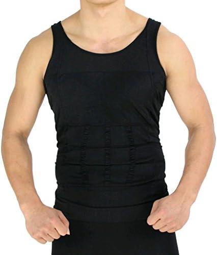 Lokebi Men's Slimming Body Shaper Slim Vest Shirt Medium Black
