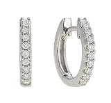 Ladies Small Pave Diamond Hinged Hoop Earrings .18cttw