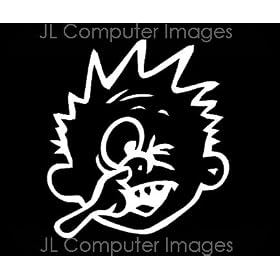 CALVIN FACE WHITE DECAL 6" X 5"