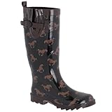 Capelli New York Ladies Shiny Horse Race Printed Ladies Sporty Rainboot