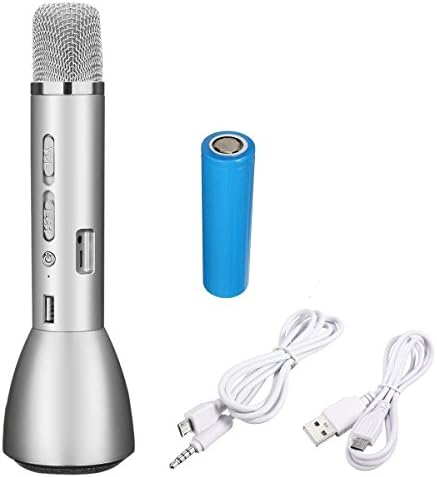Portable Karaoke Player KTV with Wireless Bluetooth Speakers for Music Playing and singing Anytime Handheld Wireless Microphones for Apple iPhone or Samsung Smartphone (SZGP-K088) (silver)