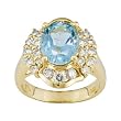 14K Yellow Gold Aquamarine and Diamond Ring