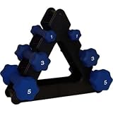 3, 5, 8 lb Neoprene Blue Dumbbell blue with Rack