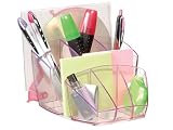 CEP Ice pink desk tidy organiser with anti skid and anti scuff base to protect desk top, EACH