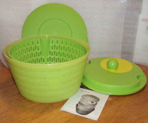 Tupperware Spin N Save Salad Spinner 4 Qt Lettuce Bowl GREEN