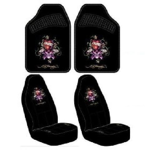 Ed Hardy Love Kills Front Floor Mats and Front Seat Cover Sets