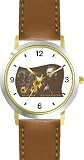 Van Gogh Self Portrait with Sunflowers in Background - WATCHBUDDY® DELUXE TWO-TONE THEME WATCH - Arabic Numbers - Brown Leather Strap-Size-Children's Size-Small ( Boy's Size & Girl's Size )