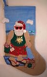 Velvet Tropical Beach Santa Swim Christmas Stocking