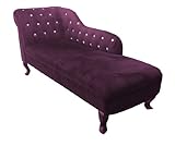 Premier Housewares Recamiere, Armlehne links, Samt mit Strasssteinen, 80 x 175 x 60 cm, violett
