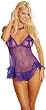 Purple Sheer Nighty and G-String - Sexy Open Cup See Through Babydoll Lingerie Set