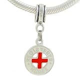 Silver Enamel RN Nurse Charm Bead fits European Bracelet