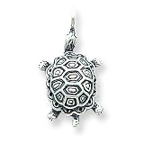 Sterling Silver Antiqued Turtle Pendant with 20 inch Sterling Silver Chain