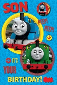 Thomas The Tank Engine Son Badge Birthday Card