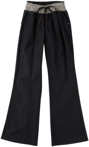 Tyte Solid Smocked Waist Linen Pants BLACK Large Juniors