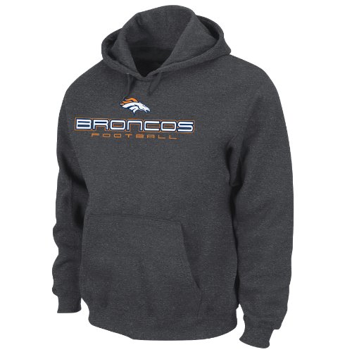 NFL Men's Denver Broncos 1st and Goal IV Long Sleeve Hooded Fleece Pullover (Charcoal Heather, X-Large)
