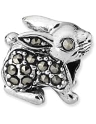 Sterling Silver Reflection Beads Collection Marcasite Bunny Bead Charm 4mm Hole (fits 3mm European Style Charm Bracelets)