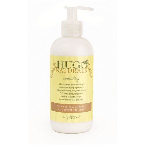 Hugo Naturals Body Lotion, Shea Butter & Oatmeal  , 12-Ounce Bottle (Pack of 2)