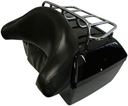 Kissemoji Motorcycle Trunk Tail Box with Top Rack (Black)